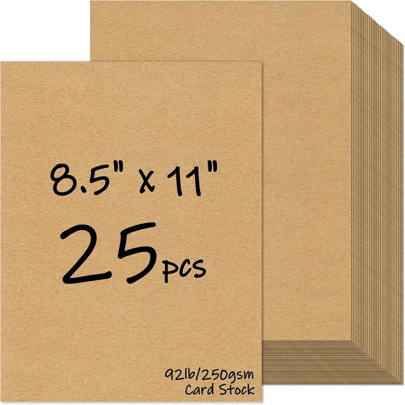 FloraSea 25 Sheets Brown Cardstock 8.5 x 11, 92lb/250gsm Kraft Card Stock Paper, Heavy Cardstock Printer Paper for Invitations, Scrapbooking, Crafts, Diy Cards, Decoration - Image 1